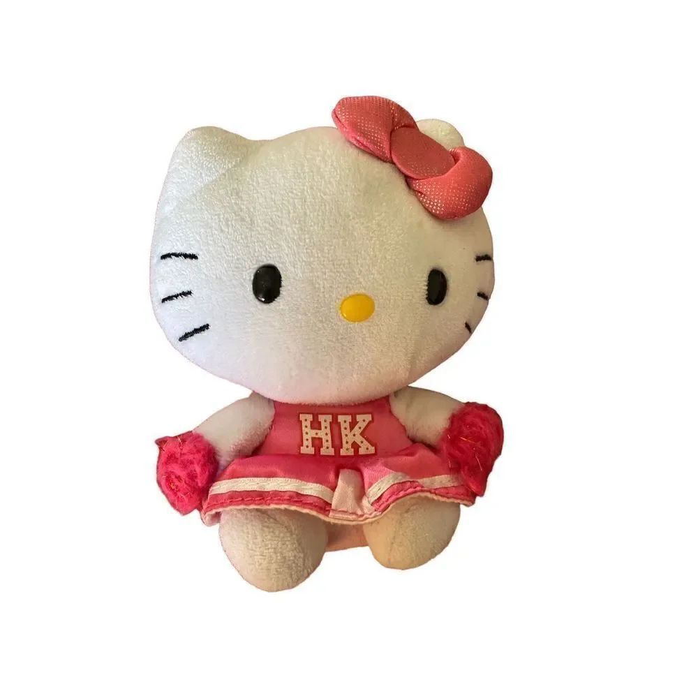 Hello kitty, Sanrio cheerleader, pink and white stuffed plush/toy 4.5 x 6.